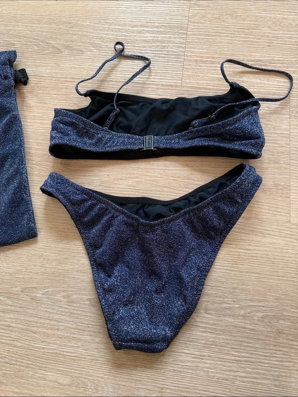 triangl swimwear Navy Shimmer Bikini Set with Pouch
